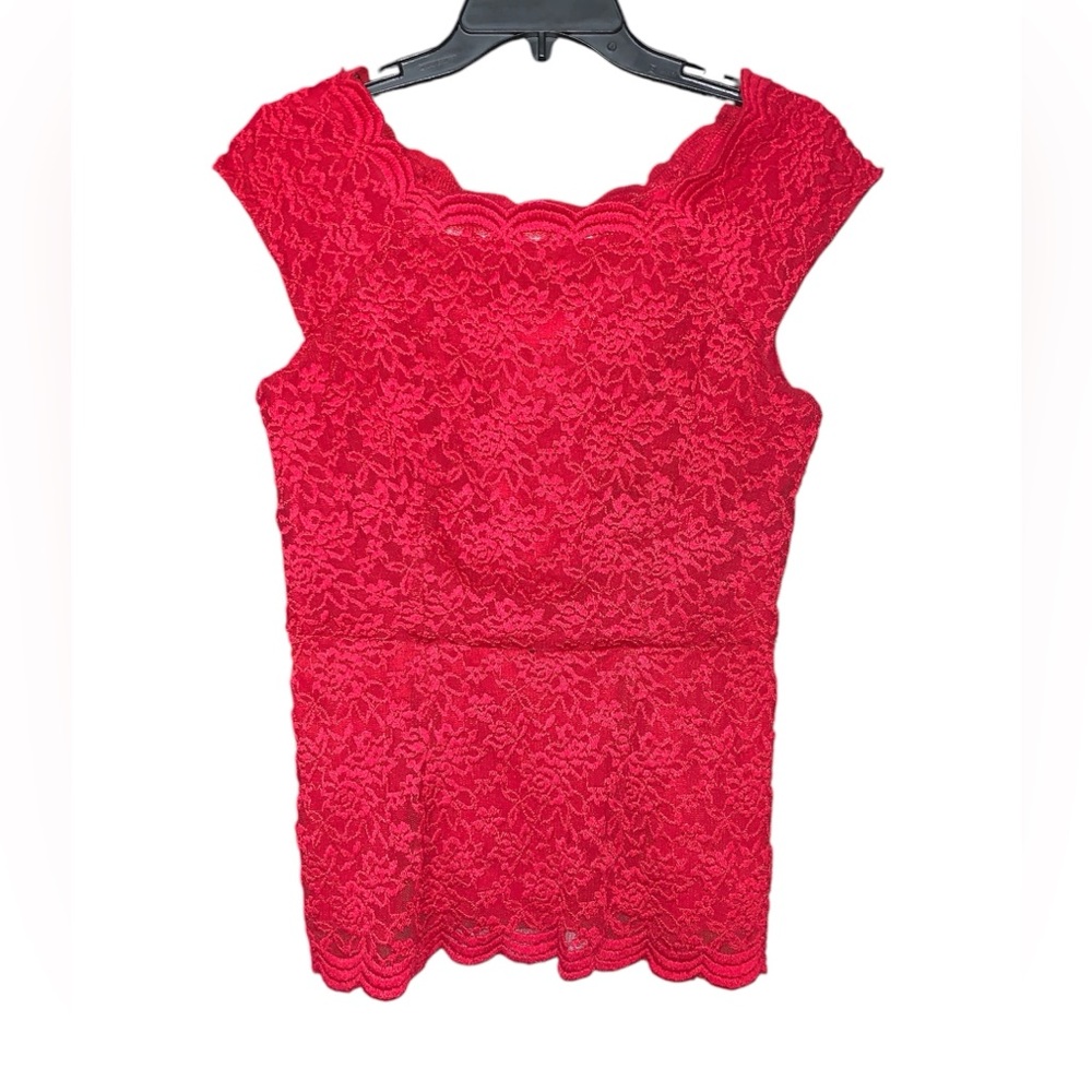 Dress Barn Collection Red‎ Lace Off The Shoulder Blouse Size 8